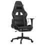 Sedia da Gaming con Poggiapiedi Nero e Grigio in Similpelle