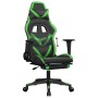 Sedia da Gaming con Poggiapiedi Nero e Verde in Similpelle