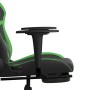 Sedia da Gaming con Poggiapiedi Nero e Verde in Similpelle