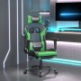 Sedia da Gaming con Poggiapiedi Nero e Verde in Similpelle