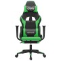 Sedia da Gaming con Poggiapiedi Nero e Verde in Similpelle