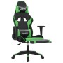 Sedia da Gaming con Poggiapiedi Nero e Verde in Similpelle