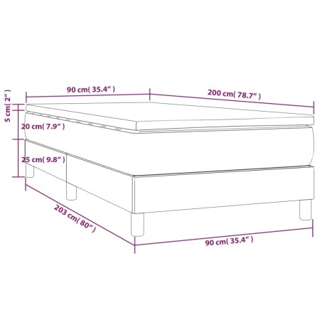 Giroletto a Molle con Materasso Grigio Scuro 90x200 cm Velluto