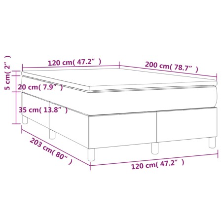 Giroletto a Molle con Materasso Grigio Scuro 120x200 cm Tessuto