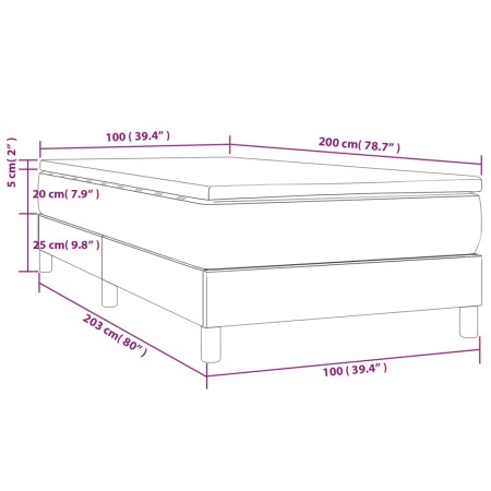 Giroletto a Molle con Materasso Blu Scuro 100x200 cm in Velluto