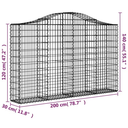 Cesti Gabbioni ad Arco 10 pz 200x30x120/140 cm Ferro Zincato