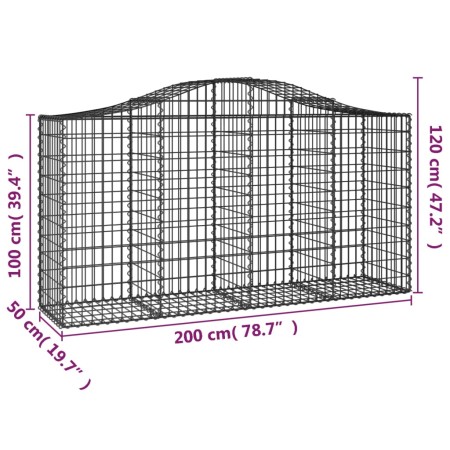 Cesti Gabbioni ad Arco 9 pz 200x50x100/120 cm Ferro Zincato