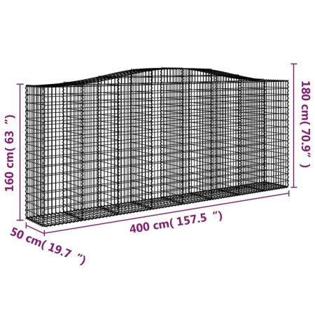 Cesti Gabbioni ad Arco 4 pz 400x50x160/180 cm Ferro Zincato