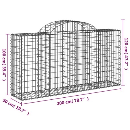 Cesti Gabbioni ad Arco 2 pz 200x50x100/120 cm Ferro Zincato