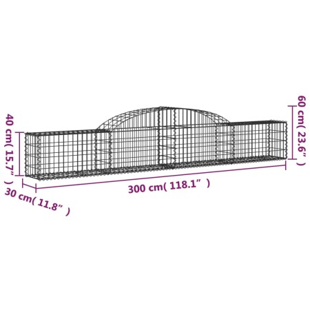 Cesti Gabbioni ad Arco 7 pz 300x30x40/60 cm Ferro Zincato