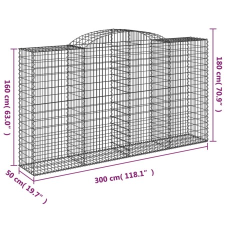 Cesti Gabbioni ad Arco 2 pz 300x50x160/180 cm Ferro Zincato