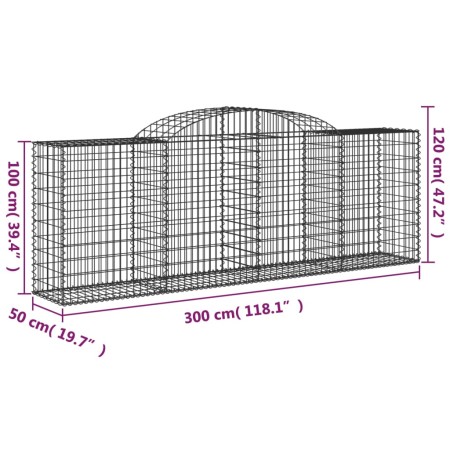 Cesti Gabbioni ad Arco 2 pz 300x50x100/120 cm Ferro Zincato