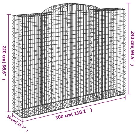 Cesti Gabbioni ad Arco 4 pz 300x50x220/240 cm Ferro Zincato