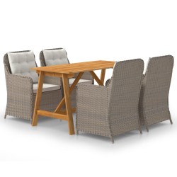 Set Mobili da Pranzo per Giardino 5 pz Marrone