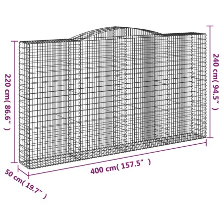 Cesti Gabbioni ad Arco 4 pz 400x50x220/240 cm Ferro Zincato