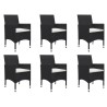 Set Mobili da Pranzo per Giardino 7 pz Nero