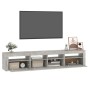 Mobile Porta TV con Luci LED Grigio Cemento 210x35x40 cm