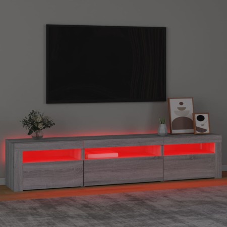 Mobile Porta TV con Luci LED Grigio Sonoma 195x35x40 cm