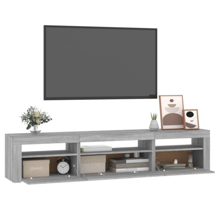 Mobile Porta TV con Luci LED Grigio Sonoma 195x35x40 cm