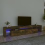 Mobile Porta TV con Luci LED Rovere Fumo 215x36,5x40 cm