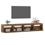 Mobile Porta TV con Luci LED Rovere Fumo 240x35x40 cm