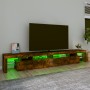 Mobile Porta TV con Luci LED Rovere Fumo 260x36,5x40 cm