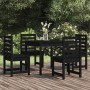 Set da Pranzo per Giardino 5pz Nero in Legno Massello di Pino