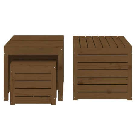 Set Cassette da Giardino 4 pz Miele in Legno Massello di Pino