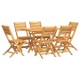 Set da Pranzo da Giardino 7 pz in Legno Massello di Teak