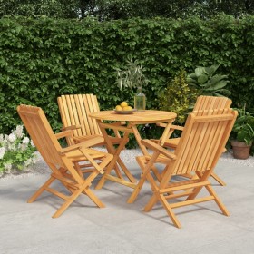 Set da Pranzo per Giardino 5 pz in Legno Massello di Teak