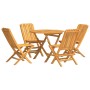 Set da Pranzo per Giardino 5 pz in Legno Massello di Teak