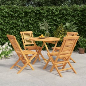 Set da Pranzo per Giardino 5 pz in Legno Massello di Teak