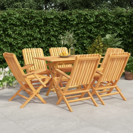 Set da Pranzo da Giardino 7 pz in Legno Massello di Teak