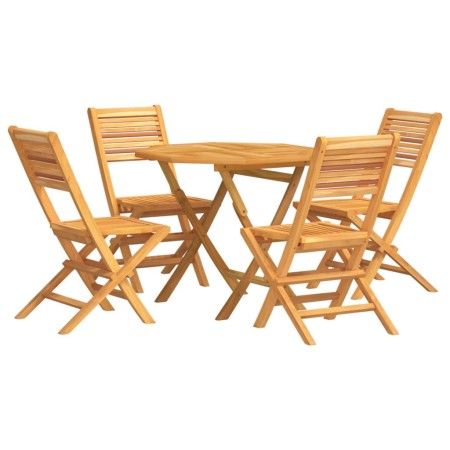 Set da Pranzo per Giardino 5 pz in Legno Massello di Teak