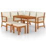 Set da Pranzo da Giardino 6pz con Cuscini Legno Massello Acacia