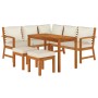 Set da Pranzo da Giardino 6pz con Cuscini Legno Massello Acacia