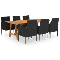 Set Mobili da Pranzo per Giardino 7 pz Nero