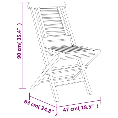 Sedie da Giardino Pieghevoli 4pz 47x63x90cm Legno Massello Teak