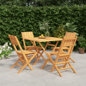 Set da Pranzo per Giardino 5 pz in Legno Massello di Teak