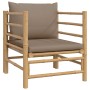 Set Salotto da Giardino 6pz con Cuscini Tortora Bambù