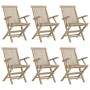 Sedie Giardino Pieghevoli 6pz Grigie 56x61x89 cm Massello Teak