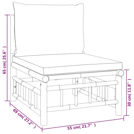 Set Salotto da Giardino 6pz con Cuscini Grigio Scuro Bambù