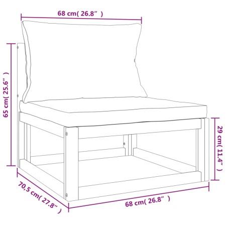 Set Salotto da Giardino 6pz con Cuscini Tortora Legno Massello