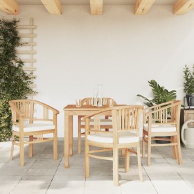 Set da Pranzo per Giardino 5 pz in Legno Massello di Teak