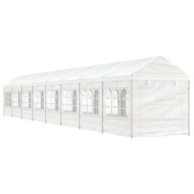 Gazebo con Tetto Bianco 17,84x2,28x2,69 m in Polietilene