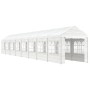 Gazebo con Tetto Bianco 17,84x2,28x2,69 m in Polietilene