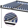 Tenda da Sole Retrattile Manuale con LED 400x300cm Blu e Bianco