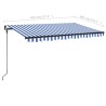 Tenda da Sole Retrattile Manuale con LED 400x300cm Blu e Bianco