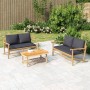 Set Salotto da Giardino 3pz con Cuscini Grigio Scuro Bambù