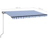 Tenda da Sole Retrattile Manuale con LED 400x350 cm Blu Bianco